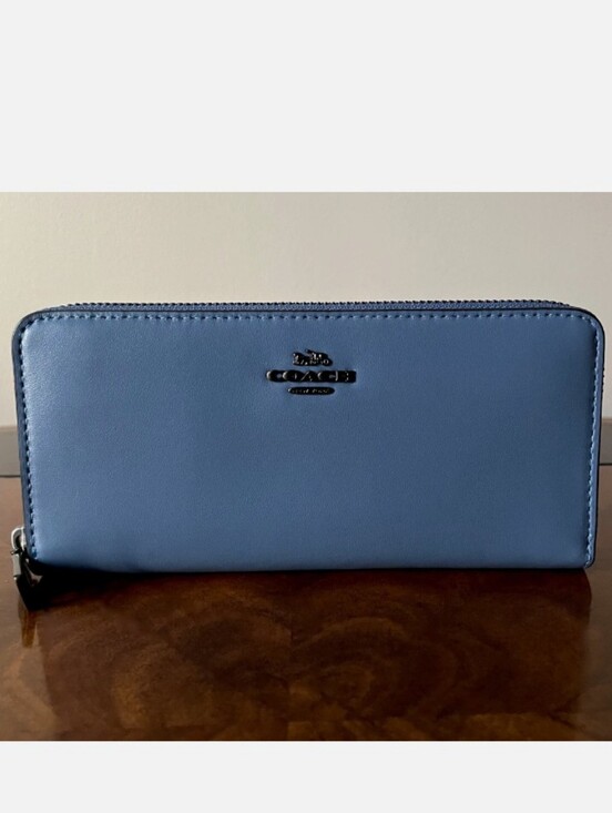 Coach Handbags - Coach LEATHER CHAMBRAY WALLET WITH GUNMETAL TRIM 16 Card Slots